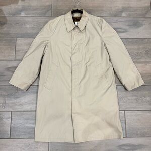 Vintage London Fog Trench Coat Mens 42 Reg Over Jacket Zip Out Lining Khaki Tan